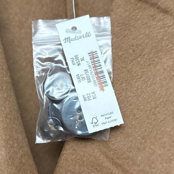 Madewell Size XL Tan Wool Trench coat with a belt - Picture 4 of 6